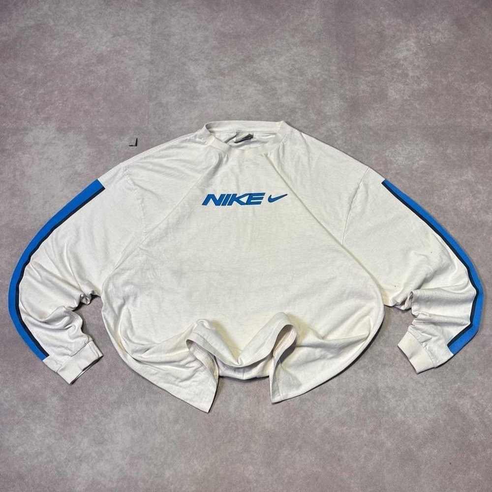 Vintage Y2K Nike Spellout White Long Sleeve Graphic Shirt Mens XL